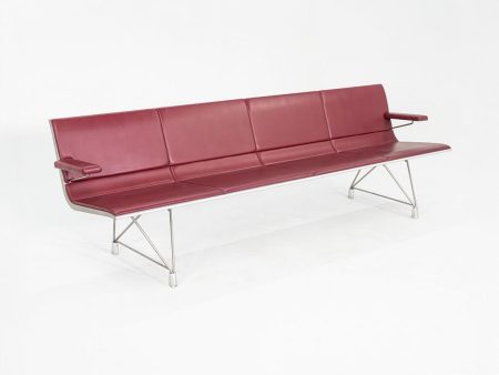 2000s Aero benches by Lievore Altherr Molina for Sellex   Davis in Aluminum and Red Vinyl Sale