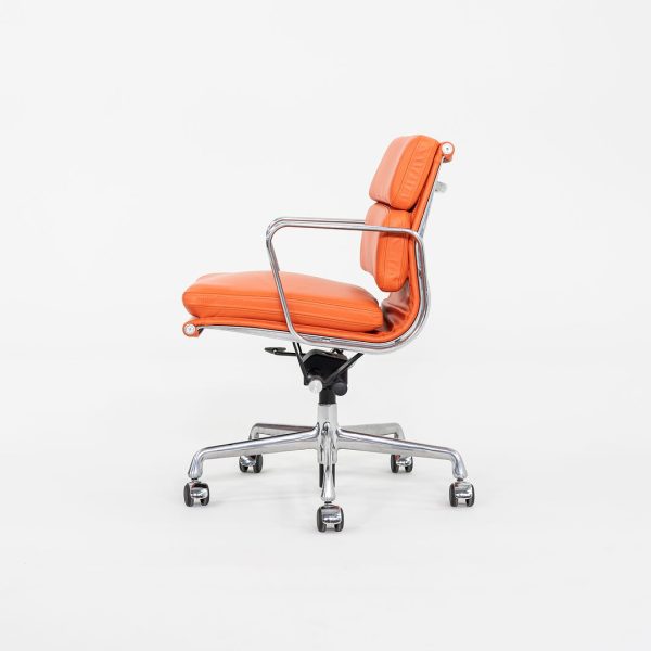 2010s Herman Miller Eames Soft Pad Management Desk Chair in Orange Leather 1x Available For Sale