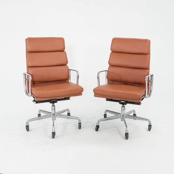 2010s Herman Miller Eames Soft Pad Executive Desk Chair in Cognac Leather, 2x Available For Sale