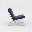 2016 Barcelona Chair, Model 250LS by Lilly Reich and Mies van der Rohe for Knoll in Blue Leather and Stainless Online Sale