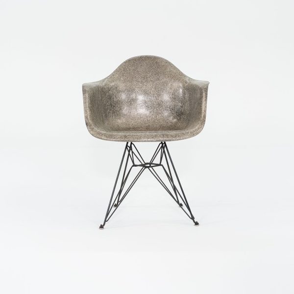 C. 1950 Herman Miller Eames Rope Edge DAR Arm Shell Chair in Elephant Hide Grey with Eiffel Tower Base Online