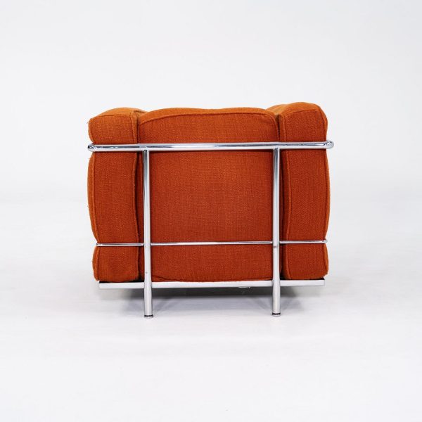 1970s Pair of Le Corbusier Jeanneret Perriand LC2 Petite Lounge Chairs in Orange Fabric for Cassina on Sale