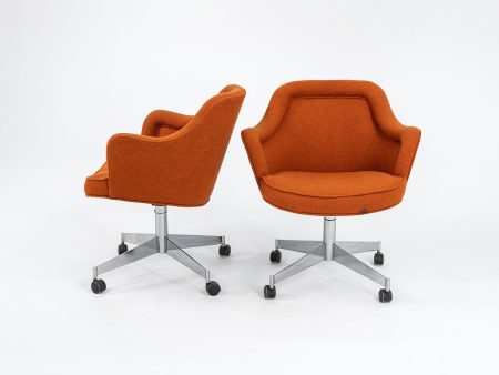 1971 Rolling Office Chair by Hiebert in Orange Fabric Discount