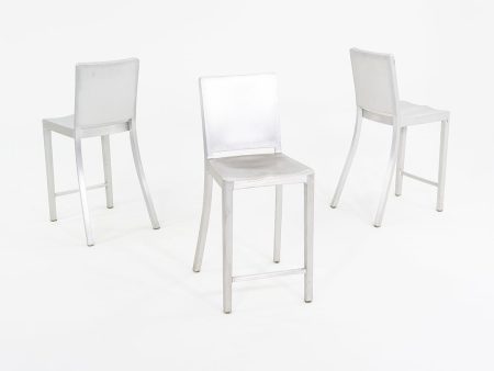 2012 Set of Three Philippe Starck for Emeco Hudson Brushed Counter Stools Discount