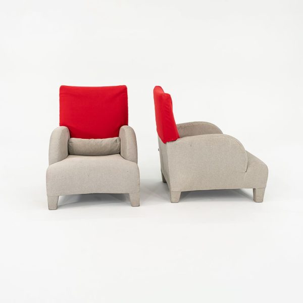 1990s Pair of Oriente Lounge Chairs by Antonio Citterio for B&B Italia in Red and Grey Fabric Online now