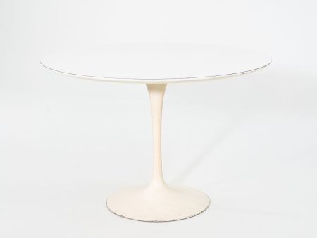 1960s Saarinen Dining Table, Model 173F by Eero Saarinen for Knoll International with Cast Iron Base and 42 inch White Laminate Top For Sale