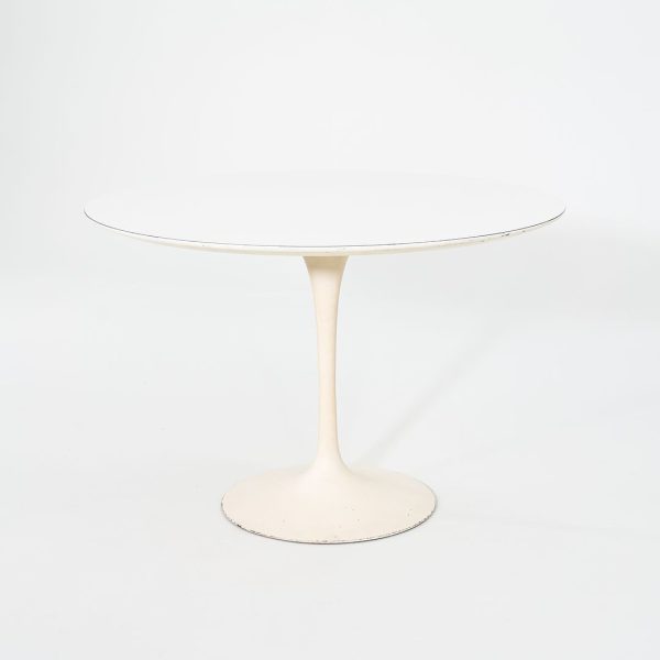 1960s Saarinen Dining Table, Model 173F by Eero Saarinen for Knoll International with Cast Iron Base and 42 inch White Laminate Top For Sale