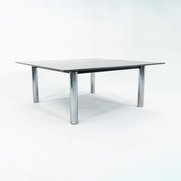 2006 Custom Black Granite and Chromed Steel Conference or Dining Table 72x72in Online Sale