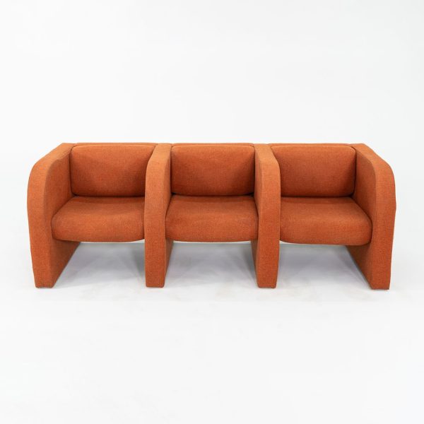 1970s Modernist Sculptural Three Seat Sofa in Orange Fabric Hot on Sale