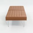 2013 BassamFellows for Geiger Tuxedo Lounge Quilted Bench in Cognac Leather 56x28 inches 1x Available For Discount