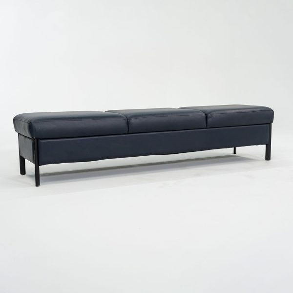 1993 Leather Three Seat Bench by Metropolitan Furniture in Blue Leather Hot on Sale