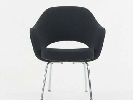 1960s Eero Saarinen Knoll International Black Fabric Executive Arm Dining Chair Supply