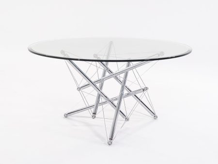 1980s Model 714 Table by Theodore Waddell for Cassina in Chromed Steel and Glass Sale