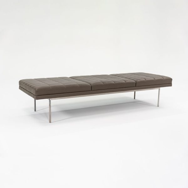 2010s BassamFellows for Geiger & Herman Miller Brown Leather Tuxedo Bench For Cheap