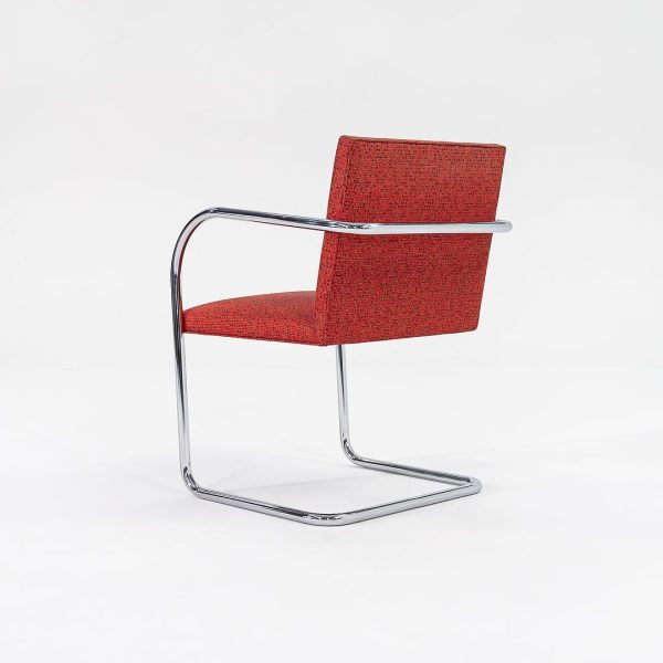 2007 Tubular Brno Armchair, Model 245 by Mies van der Rohe for Knoll in Red Fabric 14x Available Discount