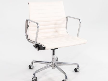 2022 Aluminum Group Management Desk Chair, Model EA335 by Ray and Charles Eames for Herman Miller in White Leather Online