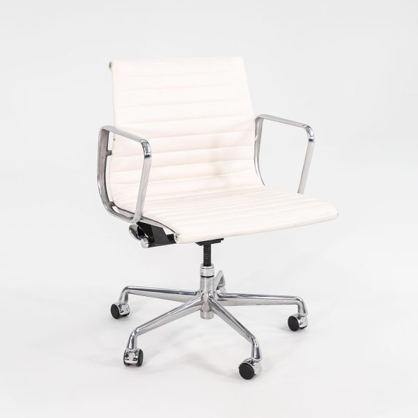 2022 Aluminum Group Management Desk Chair, Model EA335 by Ray and Charles Eames for Herman Miller in White Leather Online