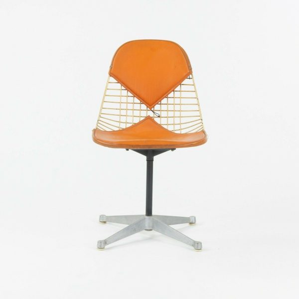 C. 1961 Set of 6 Herman Miller Eames Orange Bikini Pad Swivel PKC2 Dining Chairs For Discount