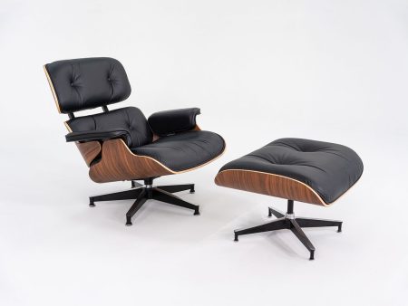 2020 Herman Miller Eames Lounge Chair and Ottoman in Black Leather and Walnut Cheap