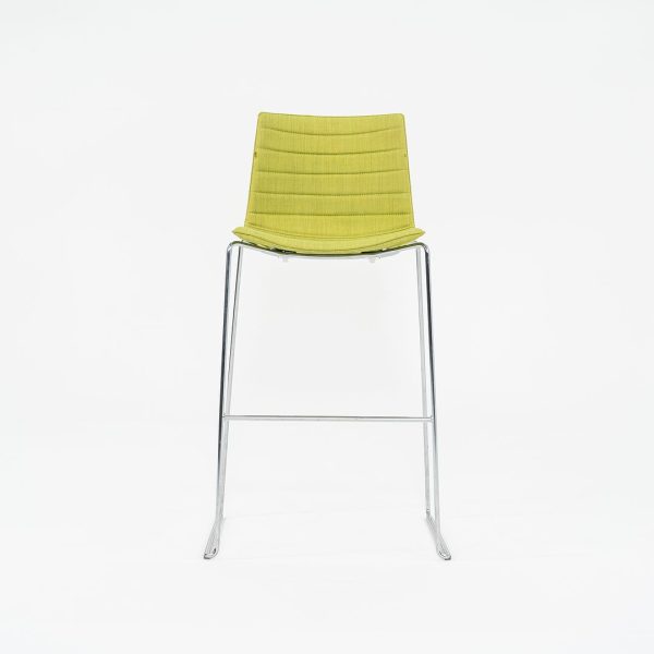 2010s Lievore Altherr Molina for Arper Catifa 46 Upholstered Bar Stool in Green Fabric 3x Available Supply