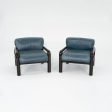 1990s Aulenti Armchair, Model 54-S1 by Gae Aulenti for Knoll in Blue Green Leather 8x Available Sale