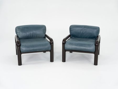 1990s Aulenti Armchair, Model 54-S1 by Gae Aulenti for Knoll in Blue Green Leather 8x Available Sale