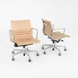 2014 Herman Miller Eames Aluminum Group Management Desk Chairs in Beige Leather with Pneumatic Base 12+ Available Supply