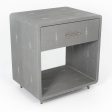 2020 Pair of Interlude Home Alma Bedside Cabinets in Grey Leather Supply