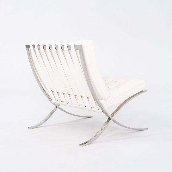 1960s Mies van der Rohe for Knoll Barcelona Lounge Chair in Sabrina White & Stainless Fully Restored Fashion