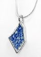 Beach Glass Pottery Asian Blue & White Pattern Sterling Silver Necklace Sale