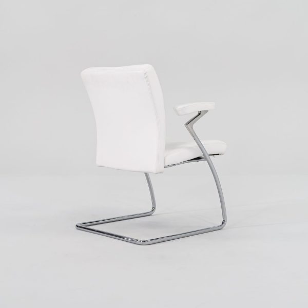 2000 Art Collection Dining Chair by Walter Knoll in White Leather 6x Available Discount