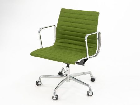 2010s Eames Aluminum Group Management Desk Chair by Ray and Charles Eames for Herman Miller in Green Fabric For Discount