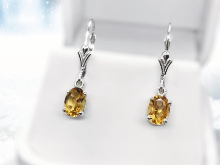 Citrine Dangle Sterling Silver Earrings Hot on Sale