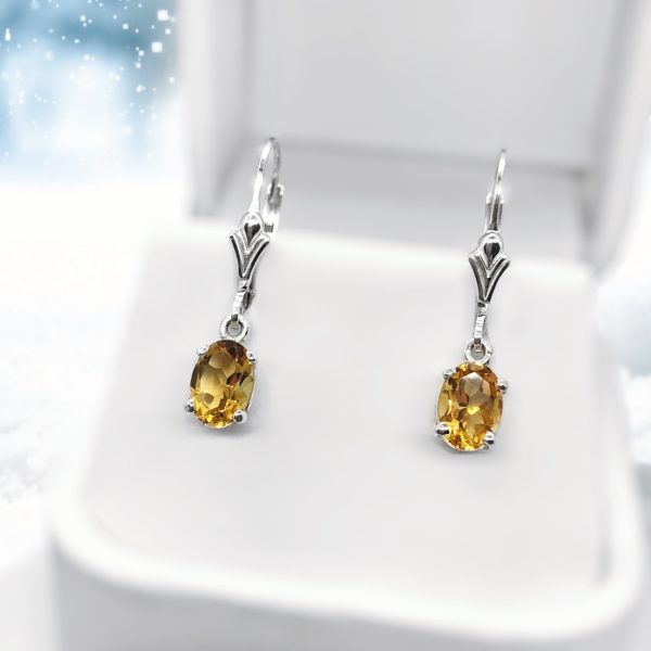 Citrine Dangle Sterling Silver Earrings Hot on Sale