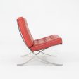 1995 Pair of Mies van der Rohe Barcelona Lounge Chairs with Stainless Frames in Sabrina Nasturtium Red Leather on Sale