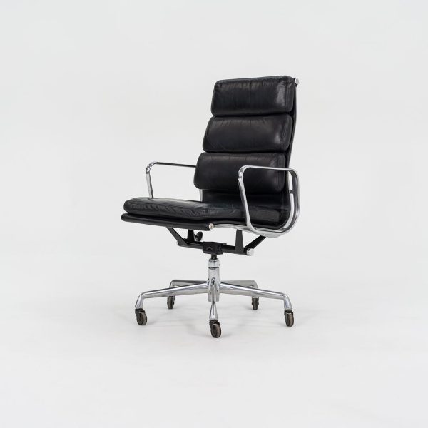 2002 Soft Pad Executive Chair, EA437 by Ray and Charles Eames for Herman Miller in Black Leather 12+ Available Cheap