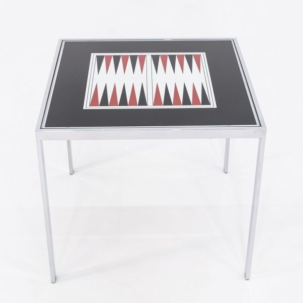 1970s Maison Jansen Backgammon Game   Dining Table in Chrome and Glass 32 in Online