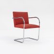 2007 Tubular Brno Armchair, Model 245 by Mies van der Rohe for Knoll in Red Fabric 14x Available Discount