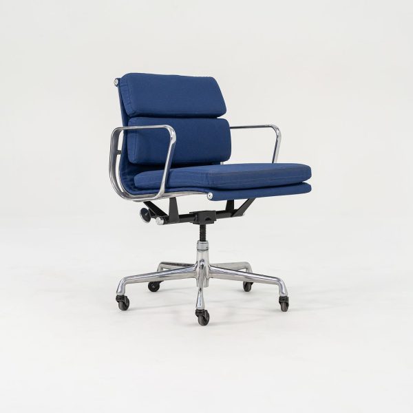 2010s Soft Pad Management Chair, EA435 by Ray and Charles Eames for Herman Miller in Blue Fabric 4x Available Sale