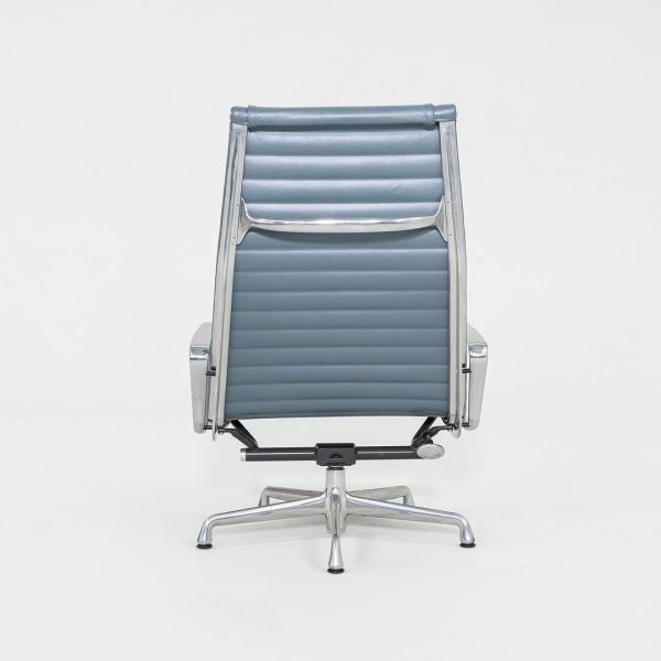 2005 Herman Miller Eames Aluminum Group Reclining Lounge Chairs in Blue Leather 9x Available Supply