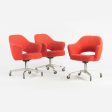 1974 Eero Saarinen for Knoll Rolling Executive Office Chairs Original Red Fabric Online