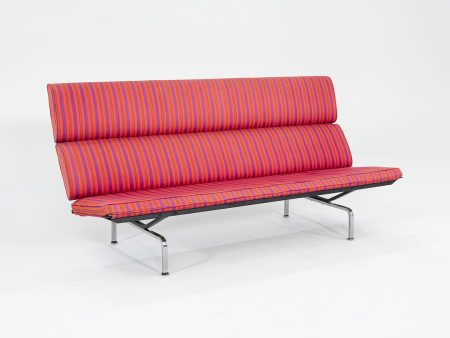 1984 S-473 Compact Sofa by Ray and Charles Eames for Herman Miller in Alexander Girard Miller Stripe Fabric Online now