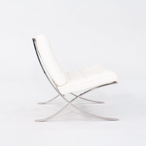 1960s Mies van der Rohe for Knoll Barcelona Lounge Chair in Sabrina White & Stainless Fully Restored Fashion