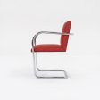 2007 Tubular Brno Armchair, Model 245 by Mies van der Rohe for Knoll in Red Fabric 14x Available Discount