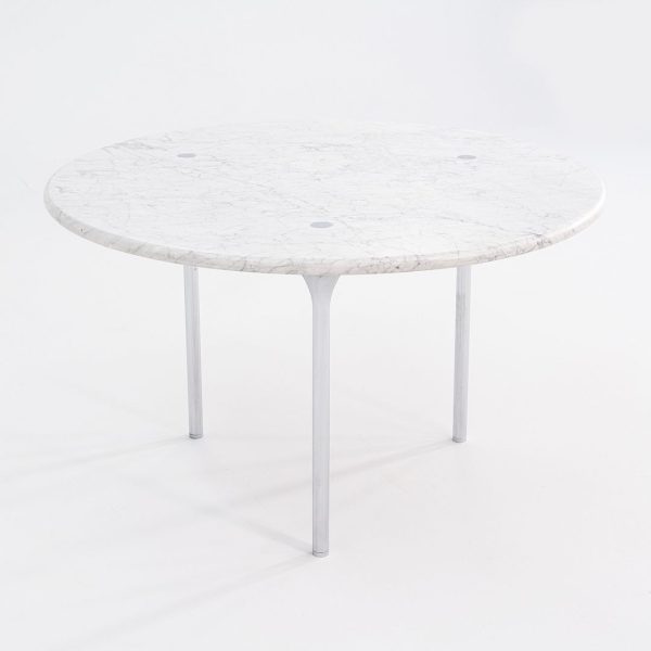 1960s Katavalos, Littell, and Kelley for Laverne 48in Dining Table in White Marble and Chromed Steel Discount