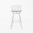 2011 Harry Bertoia for Knoll Chrome Bar Stools with Ivory Fabric Seat Pads 4x Available on Sale