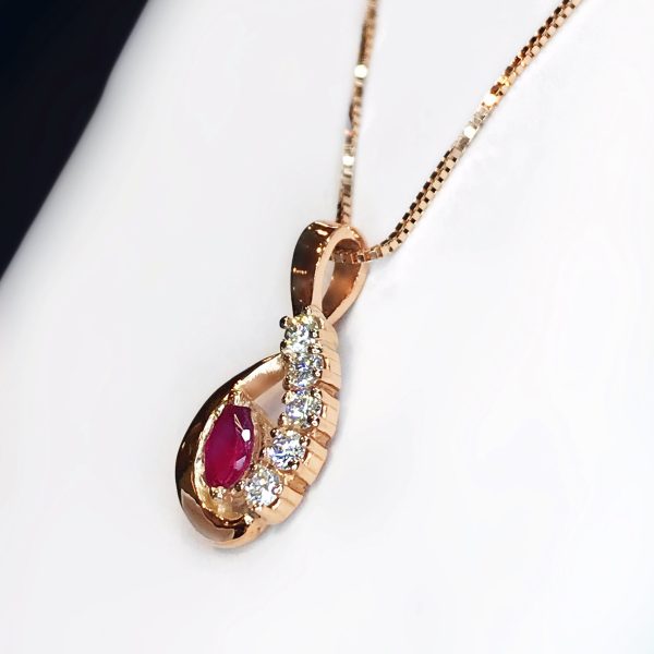 Ruby Rose Gold Necklace For Discount