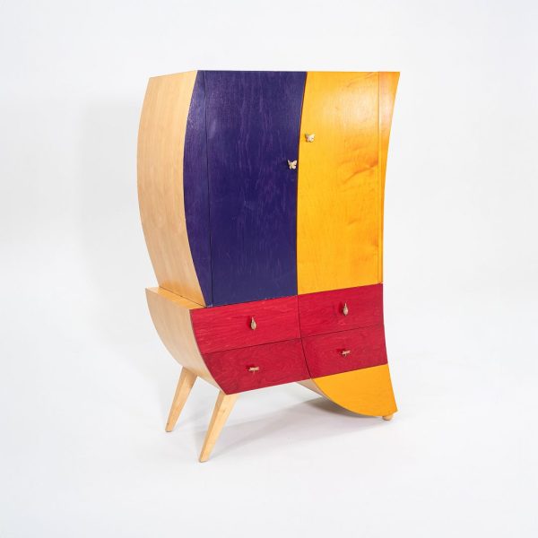 1990s Postmodern Sculptural Studio Craft Color Block Maple Armoire   Cabinet (Left) Discount