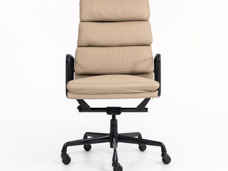 1990s Soft Pad Executive Chair, Model EA219 by Ray and Charles Eames for Herman Miller in Tan Leather with Dark Frame Online now