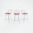 2010s Bertoia Counter Stool 426C by Harry Bertoia for Knoll in Chrome with Red Seat Pads 1x Available Fashion